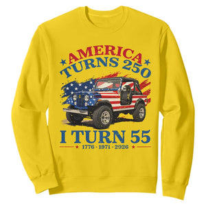 America Turns 250 I Turn 55 1971 55th Birthday Sweatshirt Compact Classic Off-road SUV TS14 Daisy Print Your Wear