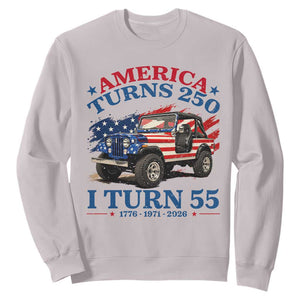 America Turns 250 I Turn 55 1971 55th Birthday Sweatshirt Compact Classic Off-road SUV TS14 Ice Gray Print Your Wear