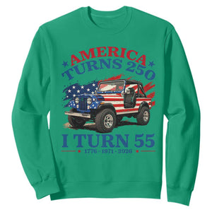 America Turns 250 I Turn 55 1971 55th Birthday Sweatshirt Compact Classic Off-road SUV TS14 Irish Green Print Your Wear