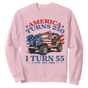 America Turns 250 I Turn 55 1971 55th Birthday Sweatshirt Compact Classic Off-road SUV TS14 Light Pink Print Your Wear