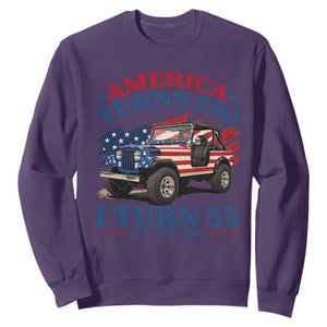 America Turns 250 I Turn 55 1971 55th Birthday Sweatshirt Compact Classic Off-road SUV TS14 Purple Print Your Wear