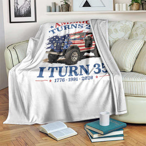 America Turns 250 I Turn 35 1991 35th Birthday Throw Blanket Compact Classic Off-road SUV TS14 Print Your Wear