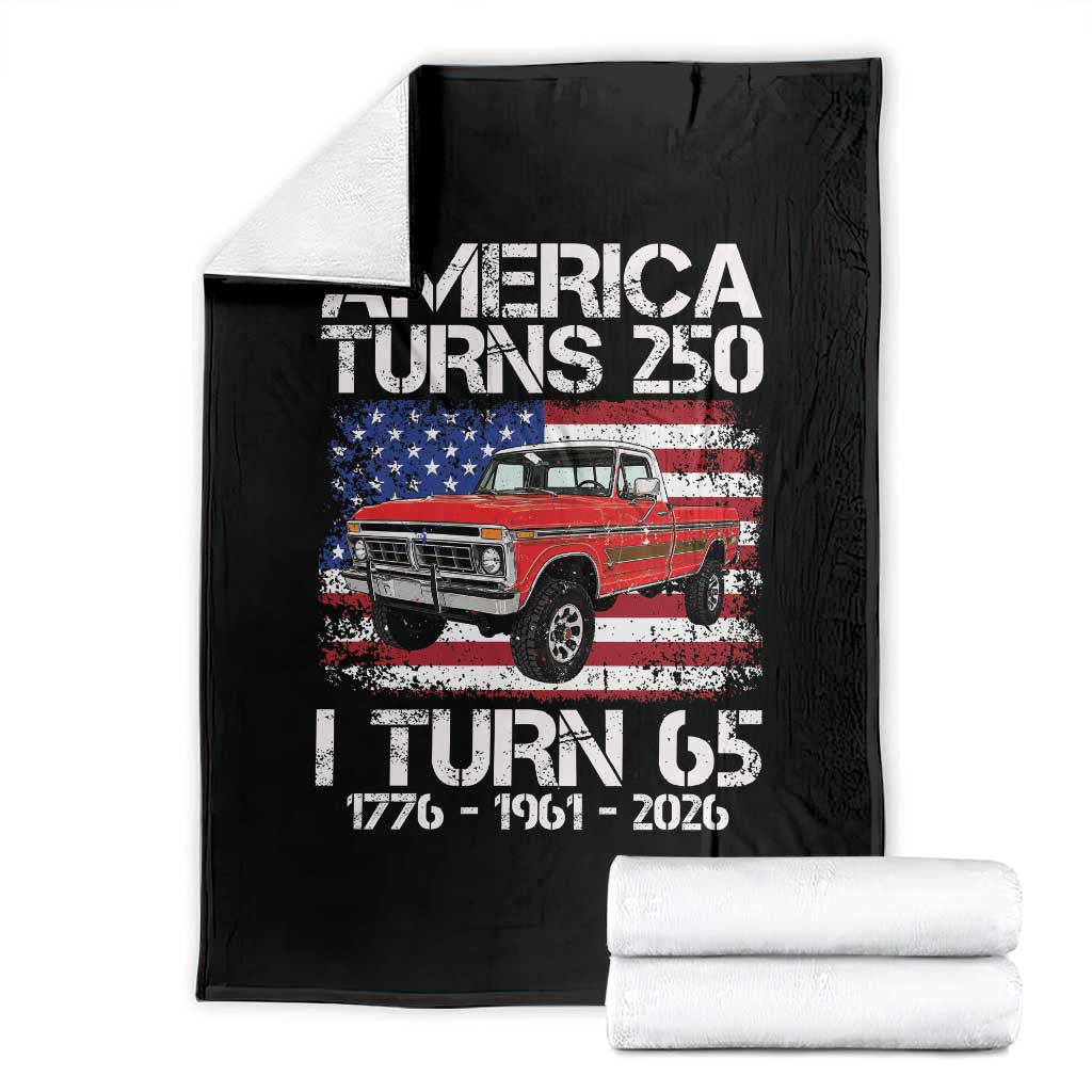 America Turns 250 I Turn 65 1961 65th Birthday Throw Blanket Vintage Classic Original American Old Pickup Truck TS14 Black Print Your Wear