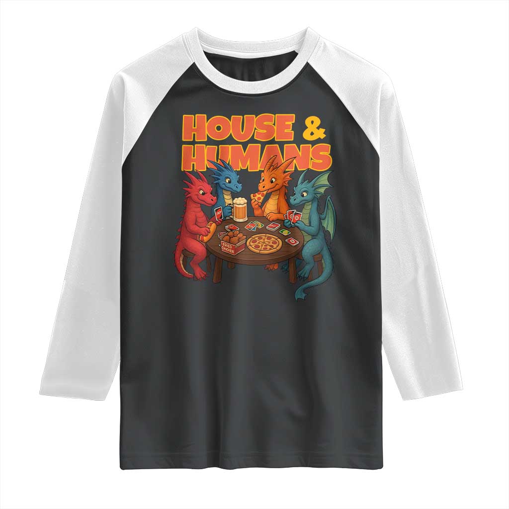Houses Humans Raglan Shirt Funny RPG Parody Gamer TS14 Black White Print Your Wear