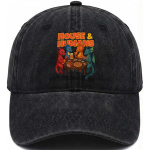 Houses Humans Washed Cotton Baseball Cap Funny RPG Parody Gamer TS14 Washed Cap Universal Fit Black Print Your Wear