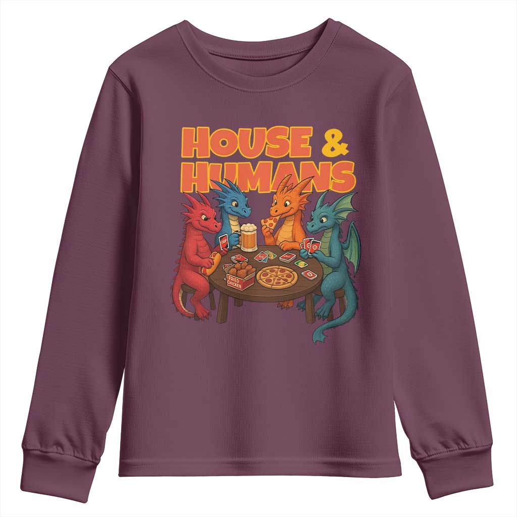 Houses Humans Youth Sweatshirt Funny RPG Parody Gamer TS14 Maroon Print Your Wear