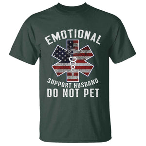 Emotional Support Husband T Shirt - Do Not Pet Funny Couples Humor Gift Tee TS14 Dark Forest Green Print Your Wear