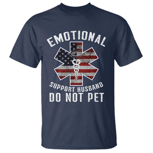 Emotional Support Husband T Shirt - Do Not Pet Funny Couples Humor Gift Tee TS14 Navy Print Your Wear