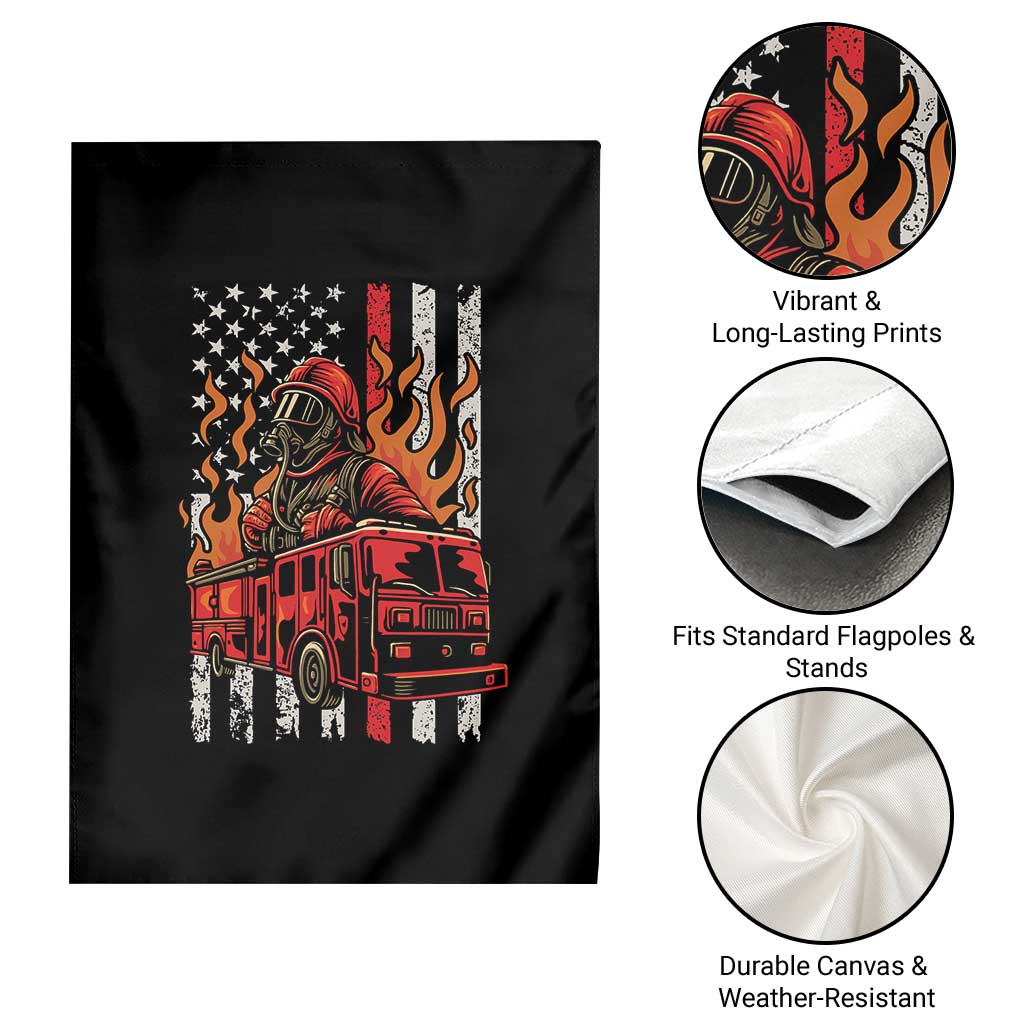 Firefighter Patriotic Fire Truck Fireman American Flag Garden Flag TS14 Print Your Wear