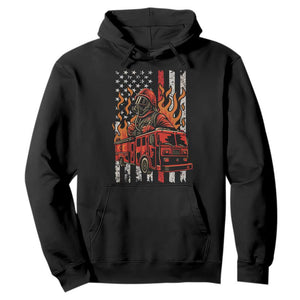 Firefighter Patriotic Fire Truck Fireman American Flag Hoodie TS14 Black Print Your Wear