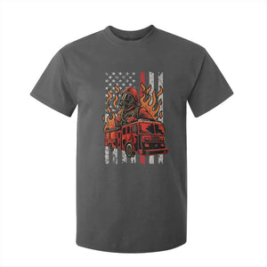 Firefighter Patriotic Fire Truck Fireman American Flag T Shirt For Kid TS14 Dark Heather Print Your Wear