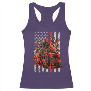 Firefighter Patriotic Fire Truck Fireman American Flag Racerback Tank Top TS14 Purple Print Your Wear