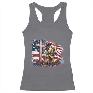 Fireman American Flag Racerback Tank Top Firefighter Christian Cross Bible TS14 Charcoal Print Your Wear