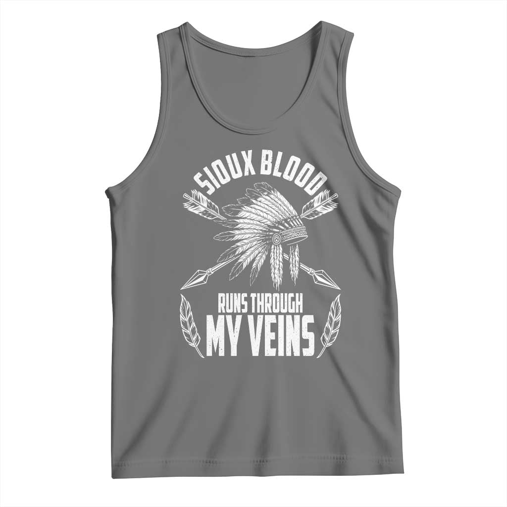 Native American Idian Chief Tank Top Sioux Blood Runs Through My Veins TS14 Black Heather Print Your Wear