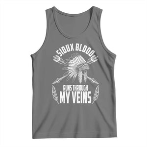 Native American Idian Chief Tank Top Sioux Blood Runs Through My Veins TS14 Black Heather Print Your Wear