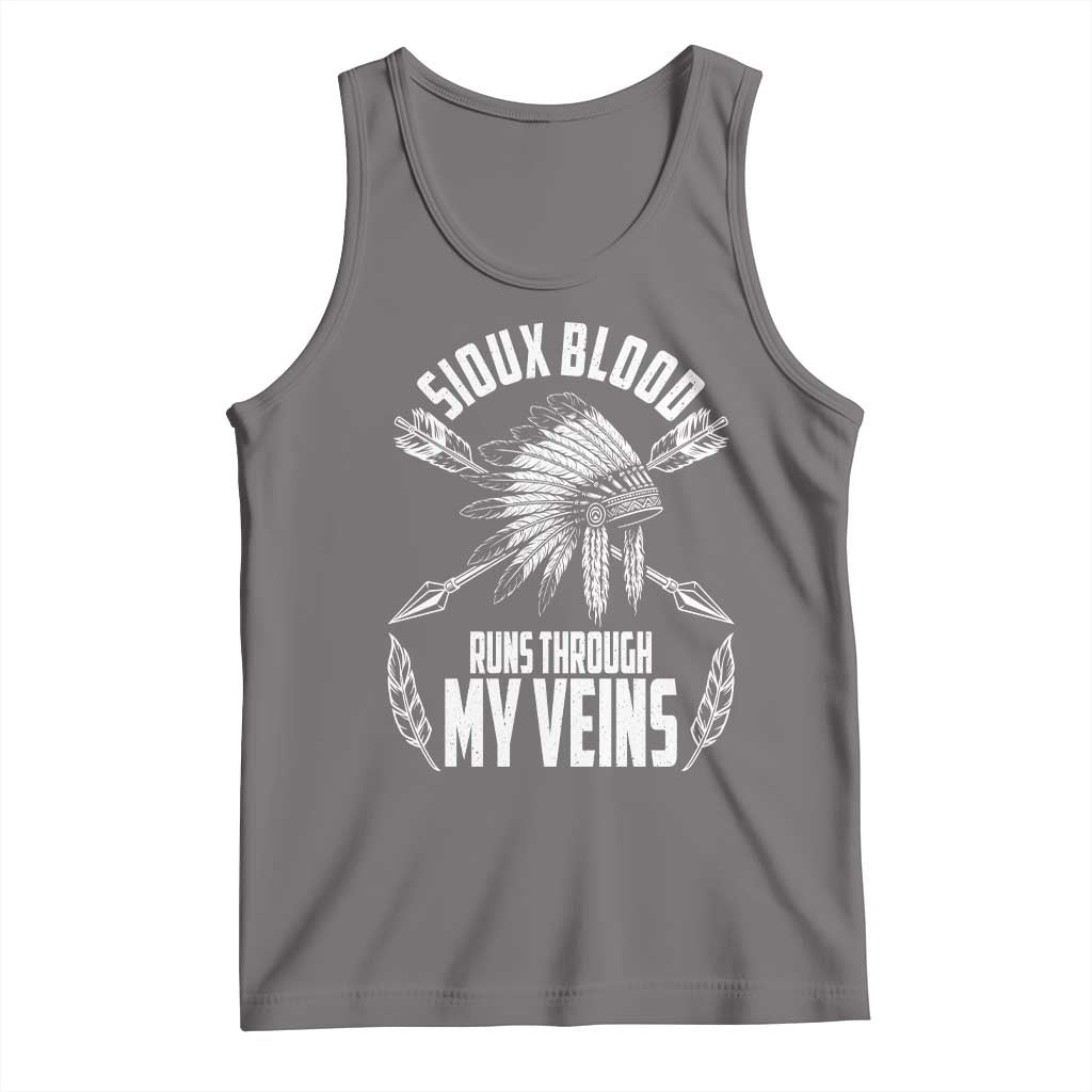 Native American Idian Chief Tank Top Sioux Blood Runs Through My Veins TS14 Deep Heather Print Your Wear