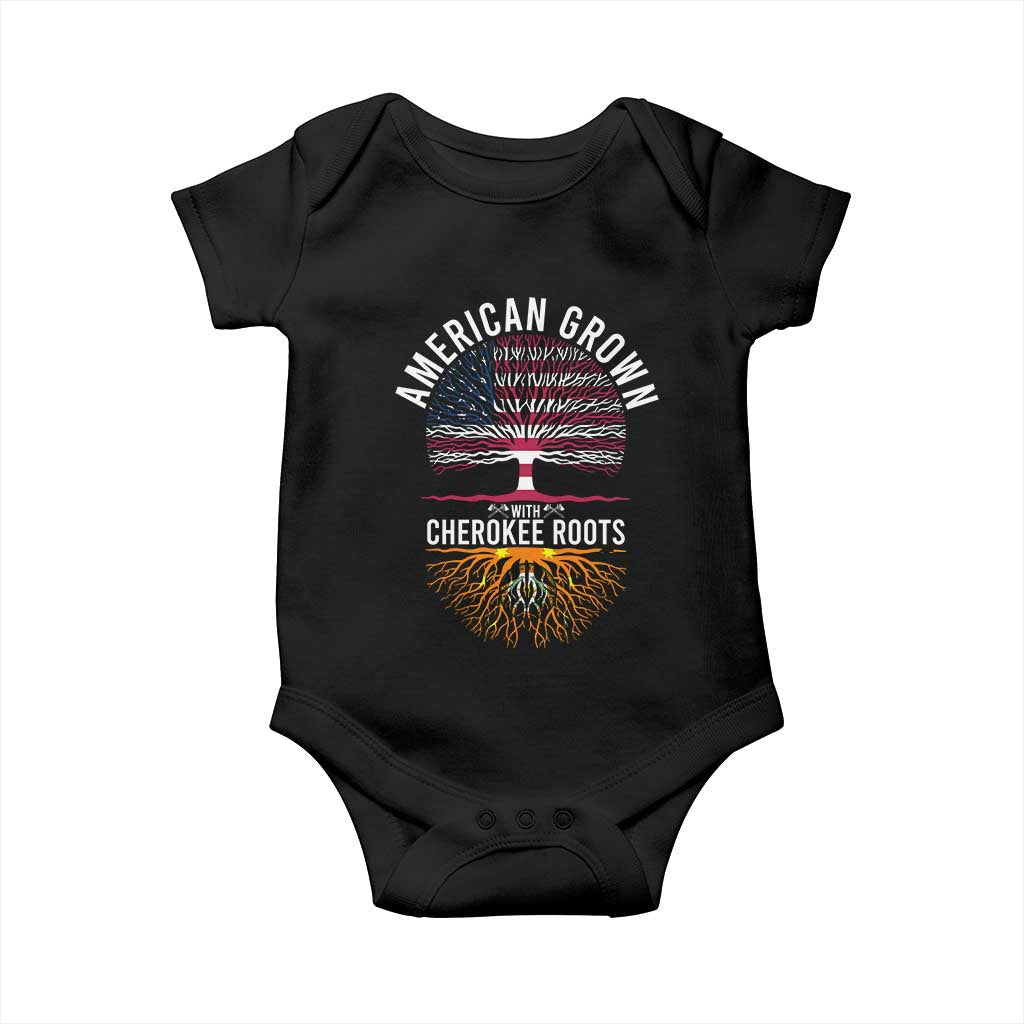 Native American Flag Baby Onesie American Grown With Cherokee Roots TS14 Black Print Your Wear