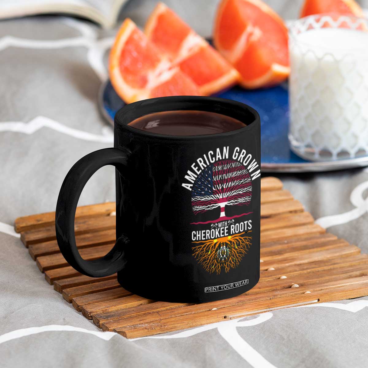 Native American Flag Coffee Mug American Grown With Cherokee Roots TS14 Print Your Wear