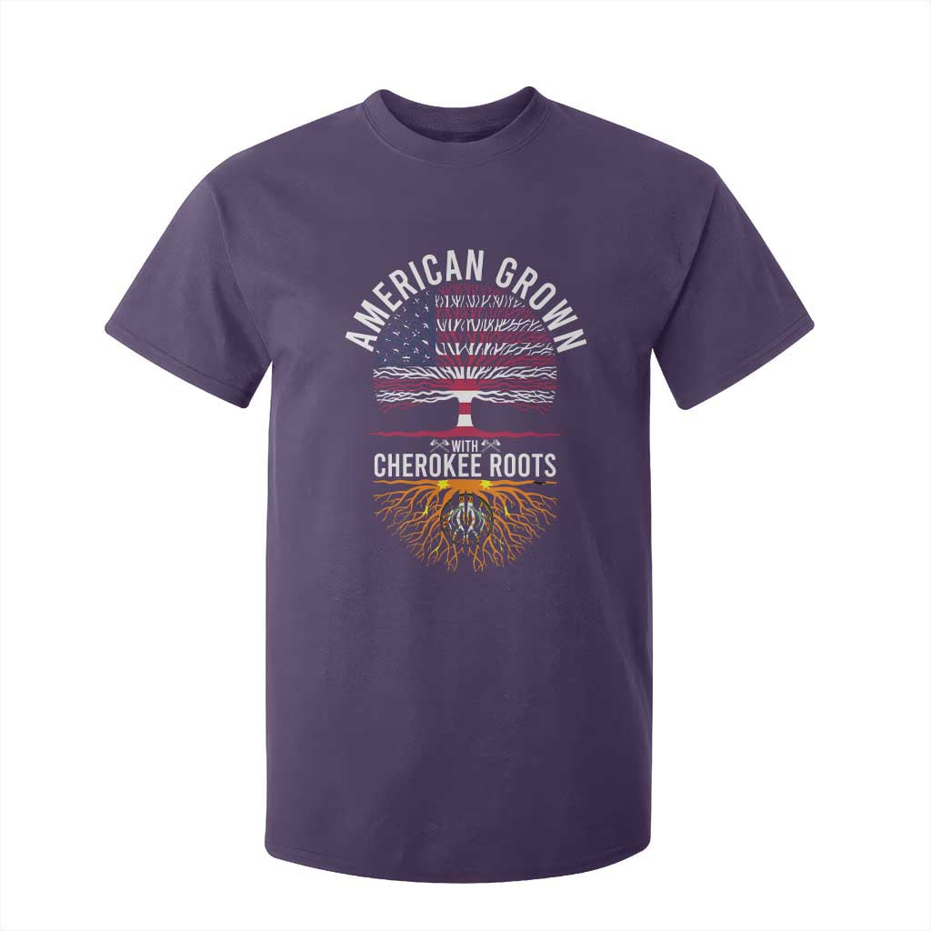 Native American Flag T Shirt For Kid American Grown With Cherokee Roots TS14 Purple Print Your Wear