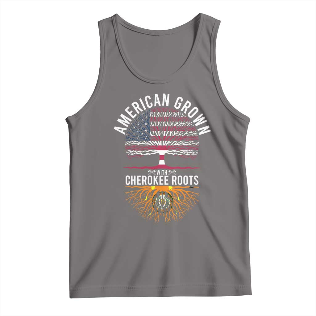 Native American Flag Tank Top American Grown With Cherokee Roots TS14 Deep Heather Print Your Wear