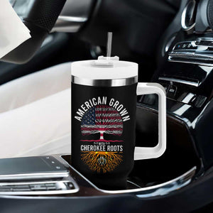 Native American Flag Tumbler With Handle American Grown With Cherokee Roots TS14 Print Your Wear