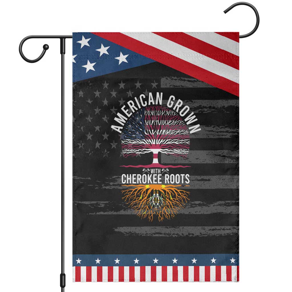 Native American Flag Garden Flag American Grown With Cherokee Roots TS14 Distressed Black Blue Print Your Wear
