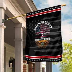 Native American Flag Garden Flag American Grown With Cherokee Roots TS14 Distressed Black Red Print Your Wear