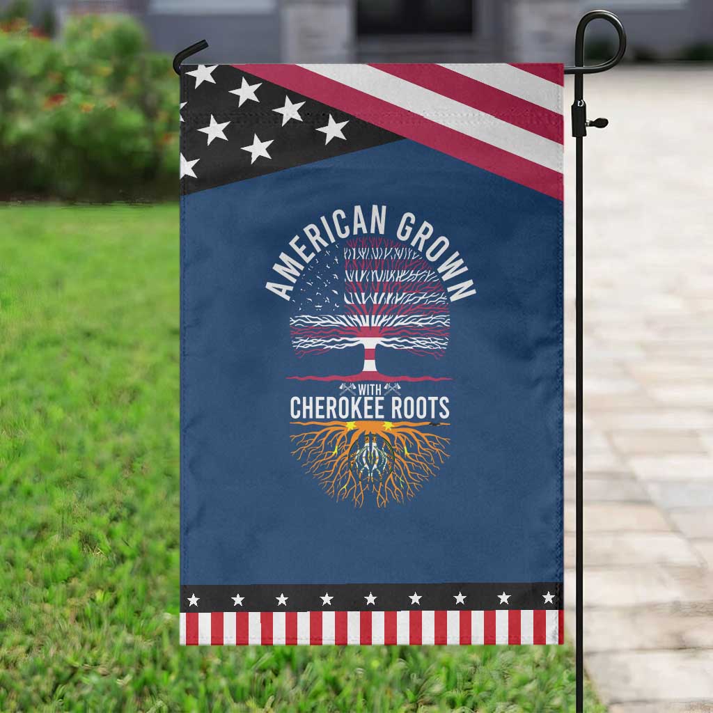 Native American Flag Garden Flag American Grown With Cherokee Roots TS14 Classic Blue Black Print Your Wear