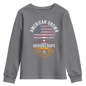 Native American Flag Youth Sweatshirt American Grown With Cherokee Roots TS14 Charcoal Print Your Wear