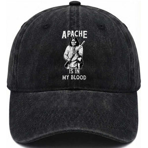Native American Washed Cotton Baseball Cap Apache Is In My Blood TS14 Washed Cap Universal Fit Black Print Your Wear