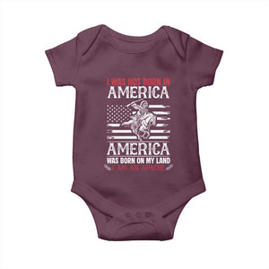 Native American Apache Baby Onesie I Was Not Born In America TS14 Maroon Print Your Wear