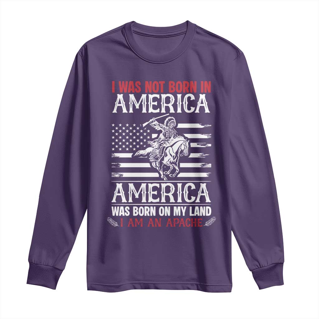Native American Apache Long Sleeve Shirt I Was Not Born In America TS14 Purple Print Your Wear
