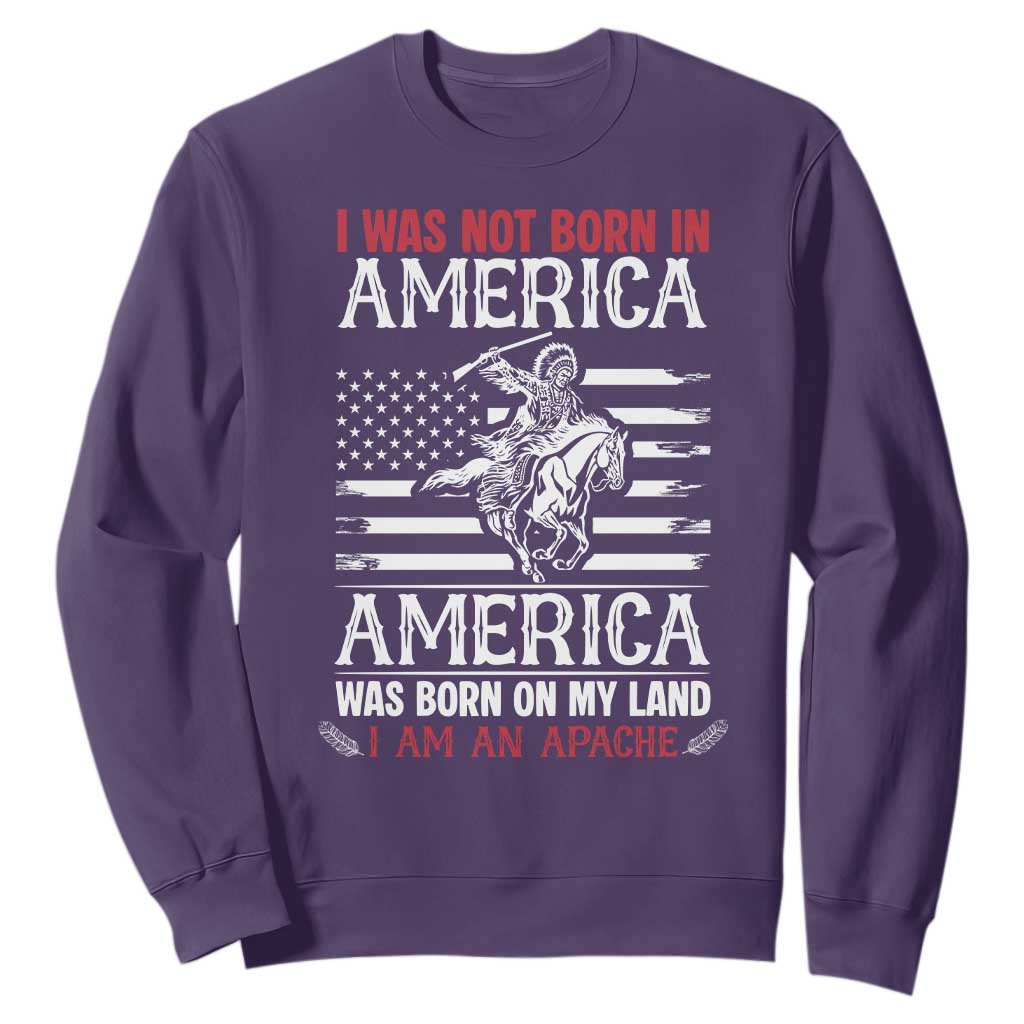 Native American Apache Sweatshirt I Was Not Born In America TS14 Purple Print Your Wear