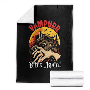 Vampurr Bites Again Throw Blanket Funny Vampire Cat Halloween Horror TS14 Black Print Your Wear
