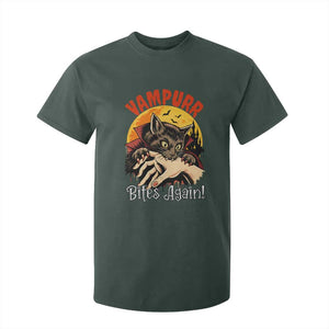 Vampurr Bites Again T Shirt For Kid Funny Vampire Cat Halloween Horror TS14 Dark Forest Green Print Your Wear