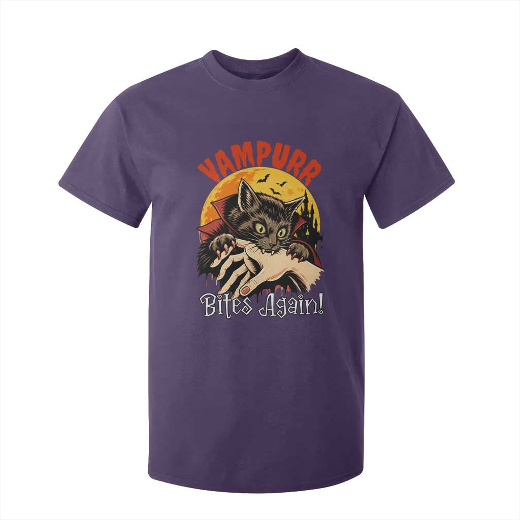 Vampurr Bites Again T Shirt For Kid Funny Vampire Cat Halloween Horror TS14 Purple Print Your Wear