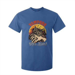 Vampurr Bites Again T Shirt For Kid Funny Vampire Cat Halloween Horror TS14 Royal Blue Print Your Wear