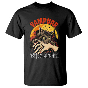Vampurr Bites Again T Shirt Funny Vampire Cat Halloween Horror TS14 Black Print Your Wear