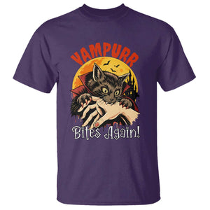 Vampurr Bites Again T Shirt Funny Vampire Cat Halloween Horror TS14 Purple Print Your Wear