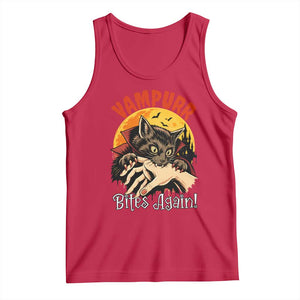 Vampurr Bites Again Tank Top Funny Vampire Cat Halloween Horror TS14 Red Print Your Wear