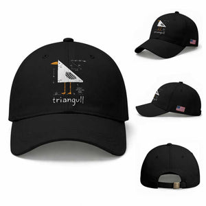 Triangull Triangle Seagull Bird Pun Baseball Cap Funny Math Teacher Joke Humor TS14 Baseball Cap Universal Fit Black Print Your Wear