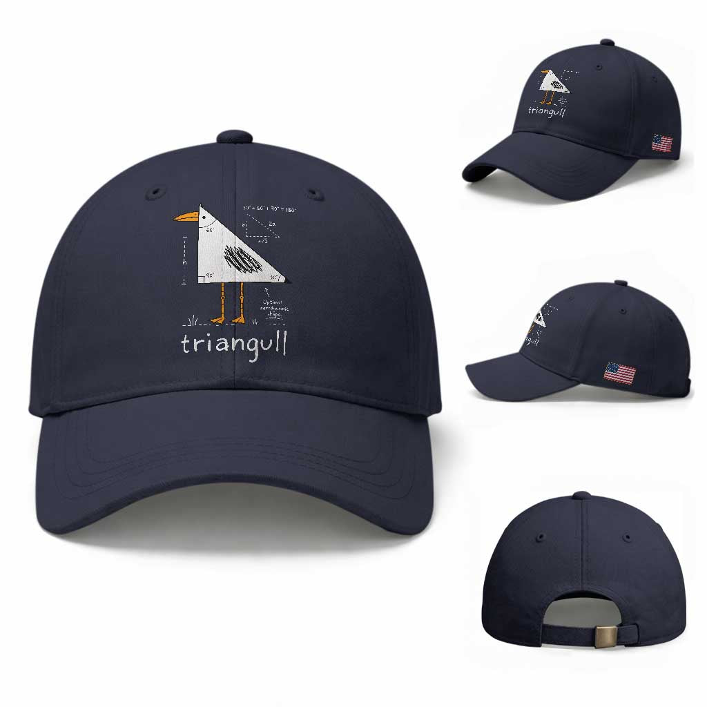 Triangull Triangle Seagull Bird Pun Baseball Cap Funny Math Teacher Joke Humor TS14 Baseball Cap Universal Fit Navy Print Your Wear