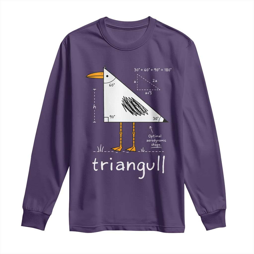 Triangull Triangle Seagull Bird Pun Long Sleeve Shirt Funny Math Teacher Joke Humor TS14 Purple Print Your Wear