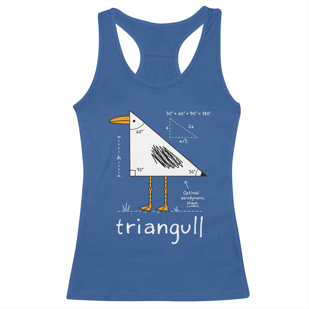 Triangull Triangle Seagull Bird Pun Racerback Tank Top Funny Math Teacher Joke Humor TS14 Royal Blue Print Your Wear