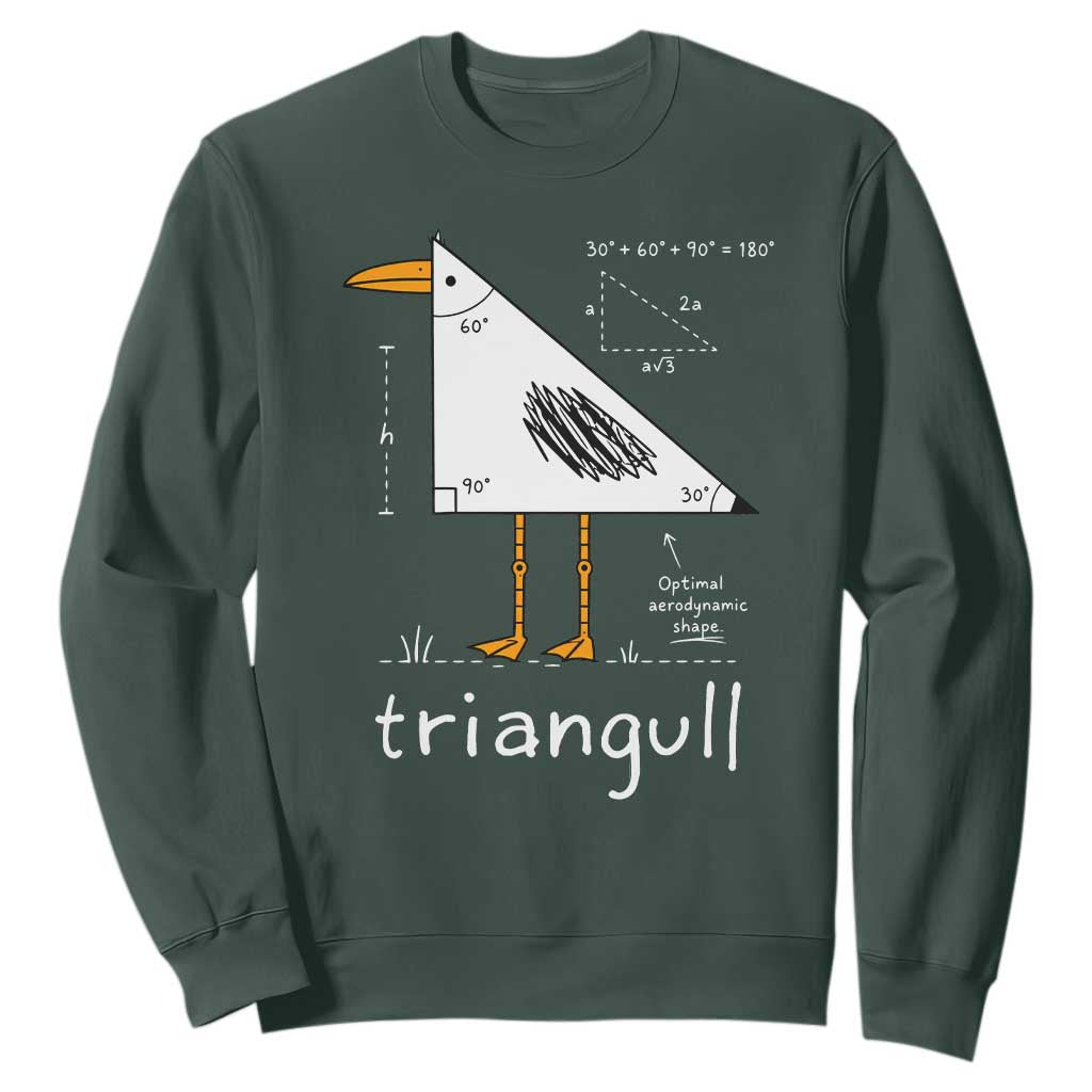 Triangull Triangle Seagull Bird Pun Sweatshirt Funny Math Teacher Joke Humor TS14 Dark Forest Green Print Your Wear