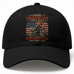 Some Grandpas Take Naps Real Grandpas Ride Motorcycles Baseball Cap Funny Grandpa Biker Gift