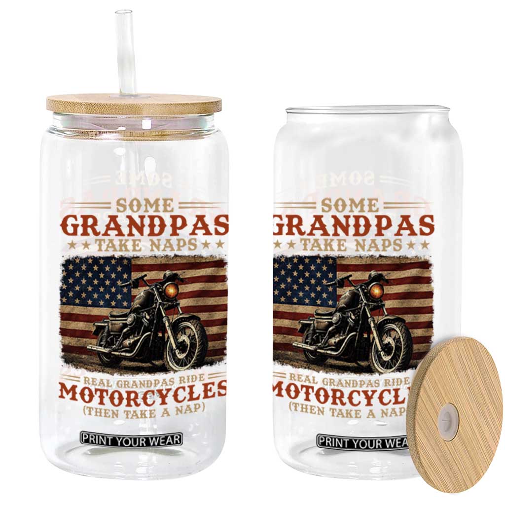 Some Grandpas Take Naps Real Grandpas Ride Motorcycles Glass Can Funny Grandpa Biker Gift
