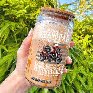 Some Grandpas Take Naps Real Grandpas Ride Motorcycles Glass Can Three Wheels Motorcycle Trike