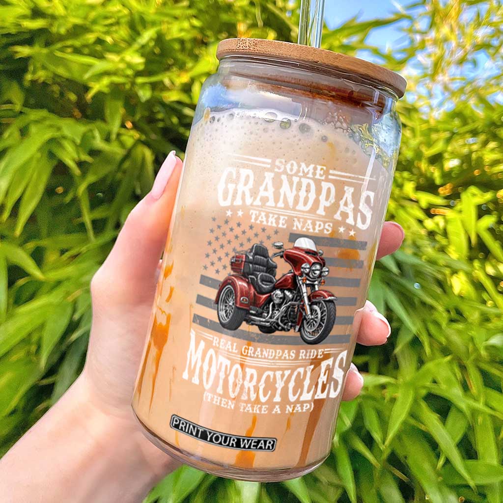 Some Grandpas Take Naps Real Grandpas Ride Motorcycles Glass Can Three Wheels Motorcycle Trike