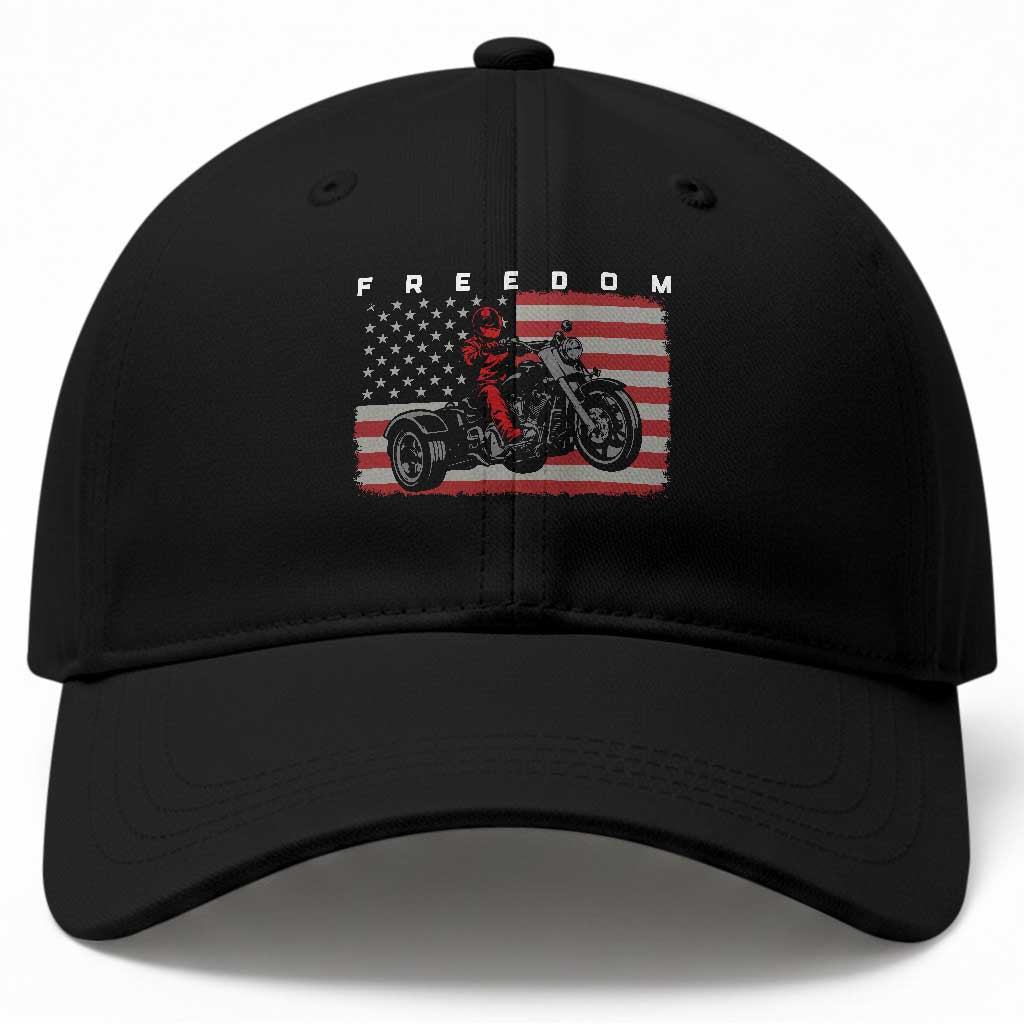 Motocross Freedom Patriotic American Flag Three Wheel Motorcycle Trike Baseball Cap